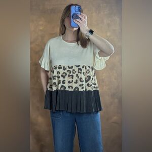 Lovely Melody Cream Leopard & Black Tiered Ruffle Top